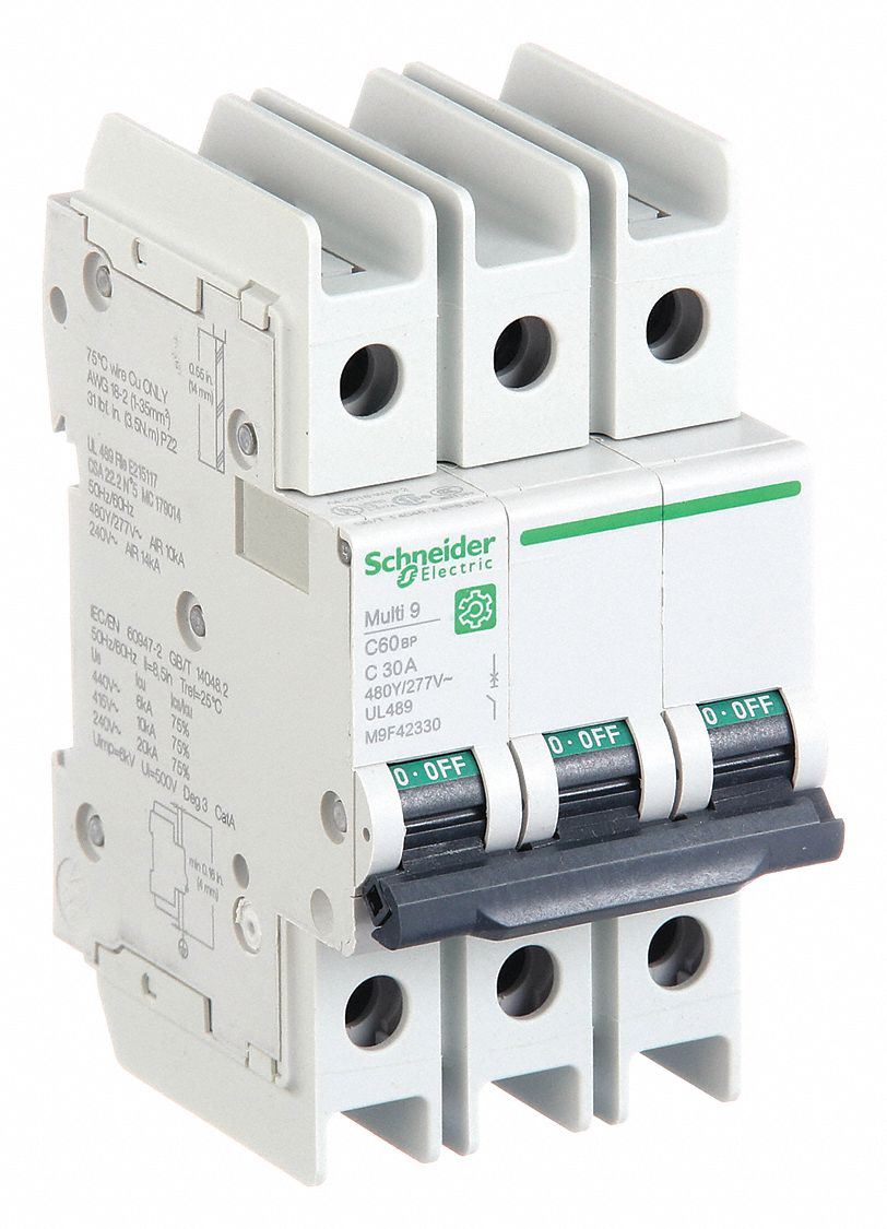 IEC Miniature Circuit Breaker: 30 A Amps, 14kA at 120/240V AC, Screw Clamp, C