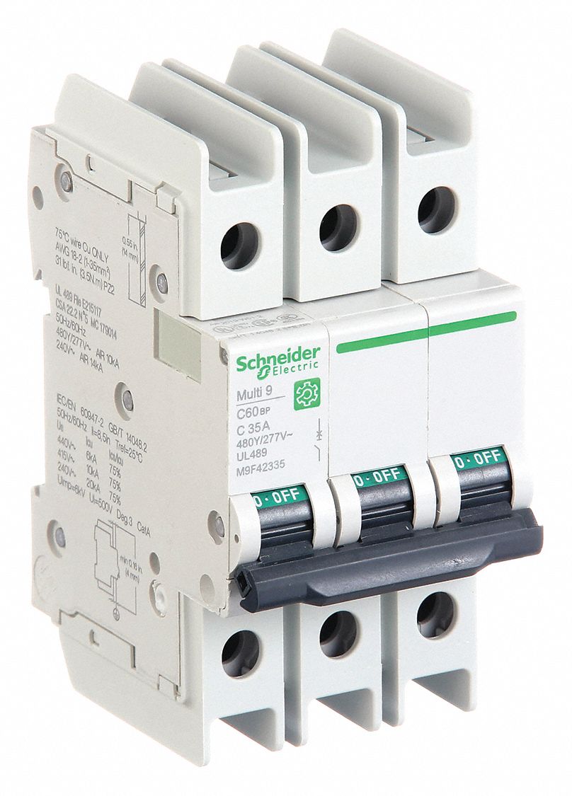 IEC Miniature Circuit Breaker: 35 A Amps, 14kA at 120/240V AC, Screw Clamp, C