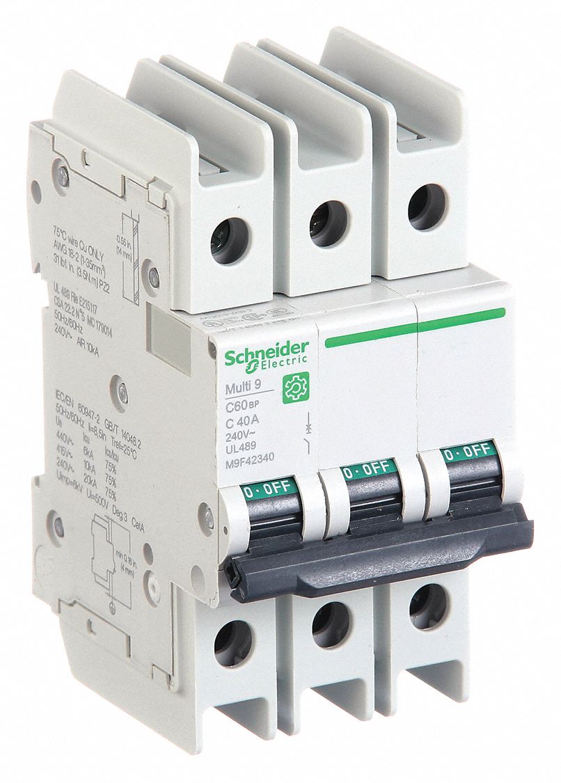 IEC Miniature Circuit Breaker: 40 A Amps, 14kA at 120/240V AC, Screw Clamp, C