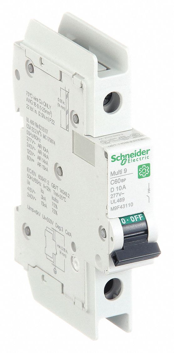 IEC Miniature Circuit Breaker: 10 A Amps, 60V DC, 14kA at 120/240V AC, C60BP