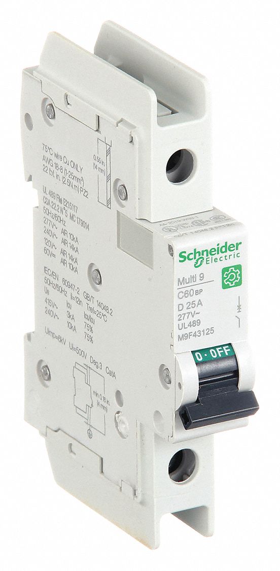 IEC Miniature Circuit Breaker: 25 A Amps, 60V DC, 14kA at 120/240V AC, C60BP