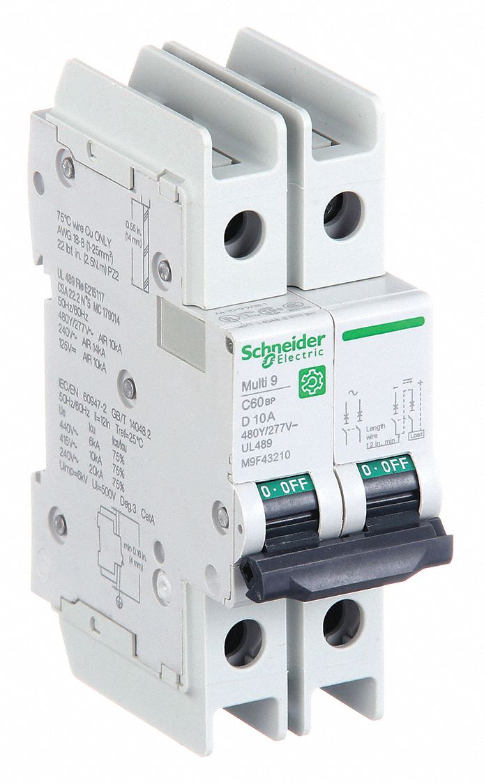 IEC Miniature Circuit Breaker: 10 A Amps, 14kA at 120/240V AC, Screw Clamp, C60BP