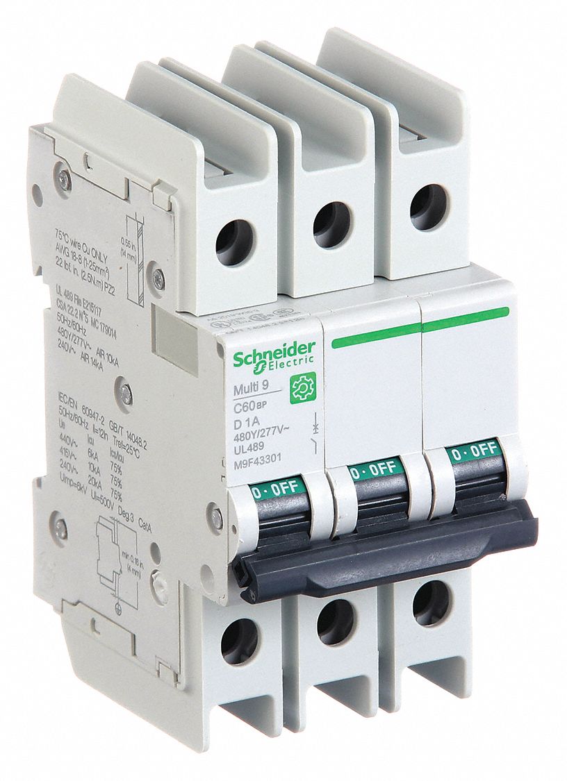 IEC Miniature Circuit Breaker: 1 A Amps, 14kA at 120/240V AC, Screw Clamp, D