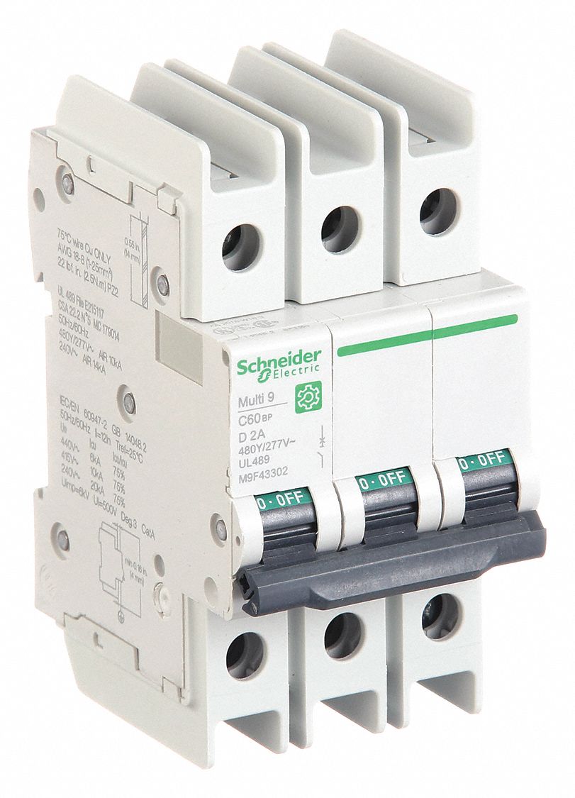 IEC Miniature Circuit Breaker: 2 A Amps, 14kA at 120/240V AC, Screw Clamp, D