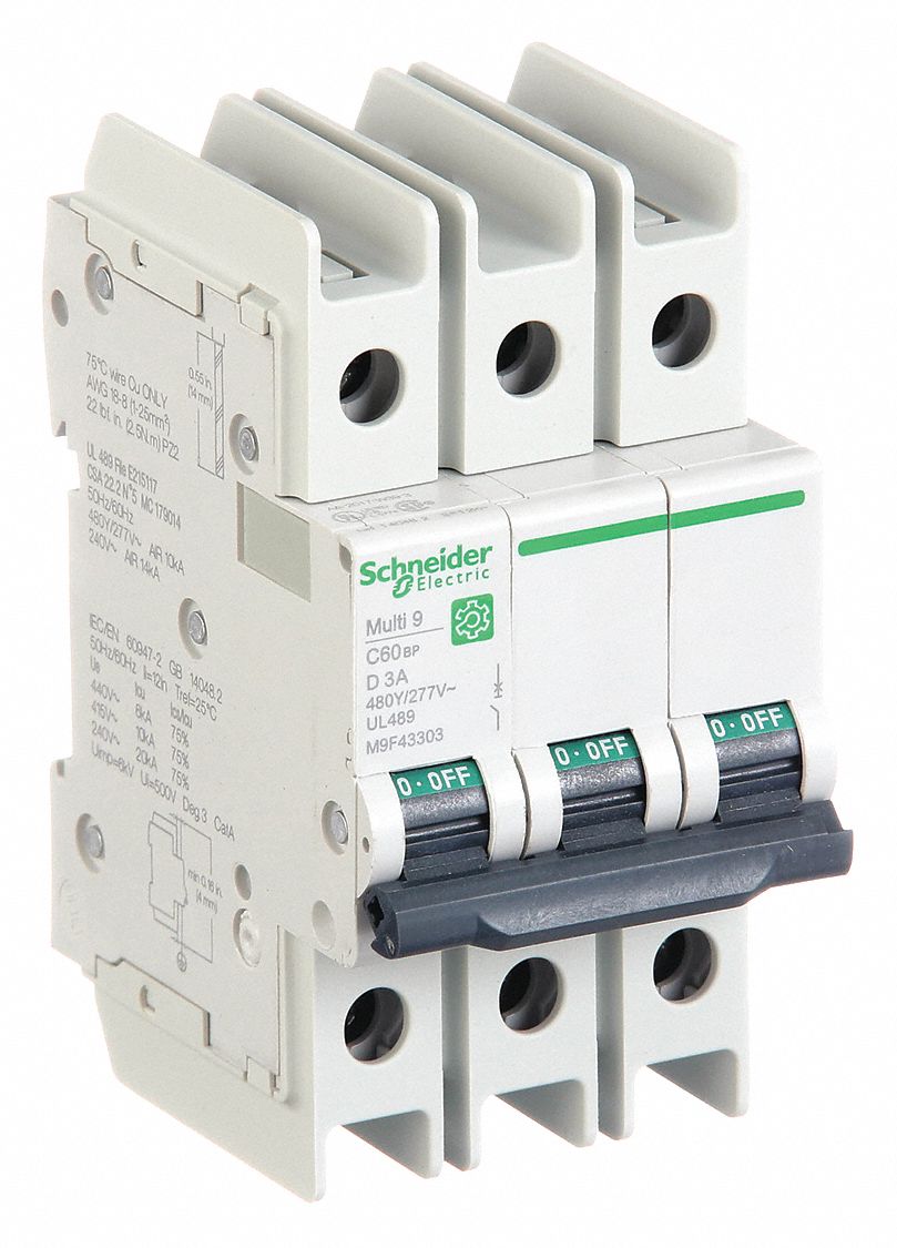 IEC Miniature Circuit Breaker: 3 A Amps, 14kA at 120/240V AC, Screw Clamp, D
