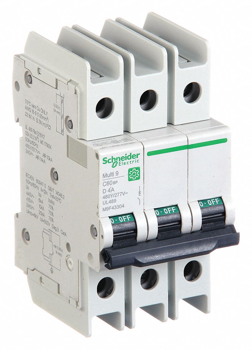 IEC Miniature Circuit Breaker: 4 A Amps, 14kA at 120/240V AC, Screw Clamp, D