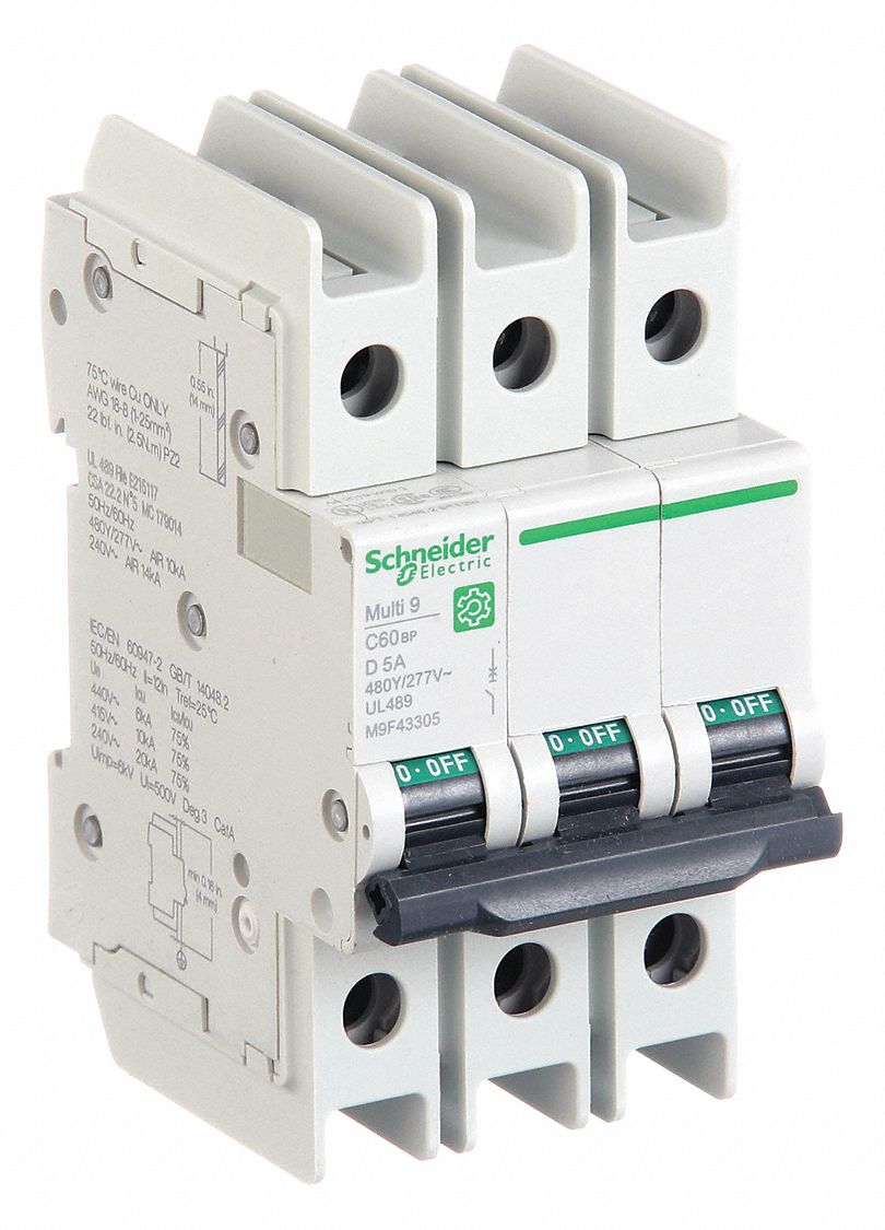IEC Miniature Circuit Breaker: 5 A Amps, 14kA at 120/240V AC, Screw Clamp, D