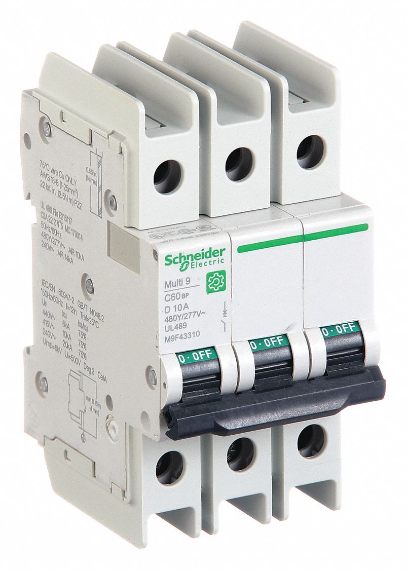 IEC Miniature Circuit Breaker: 10 A Amps, 14kA at 120/240V AC, Screw Clamp, D
