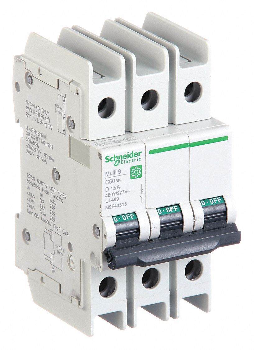 IEC Miniature Circuit Breaker: 15 A Amps, 14kA at 120/240V AC, Screw Clamp, D