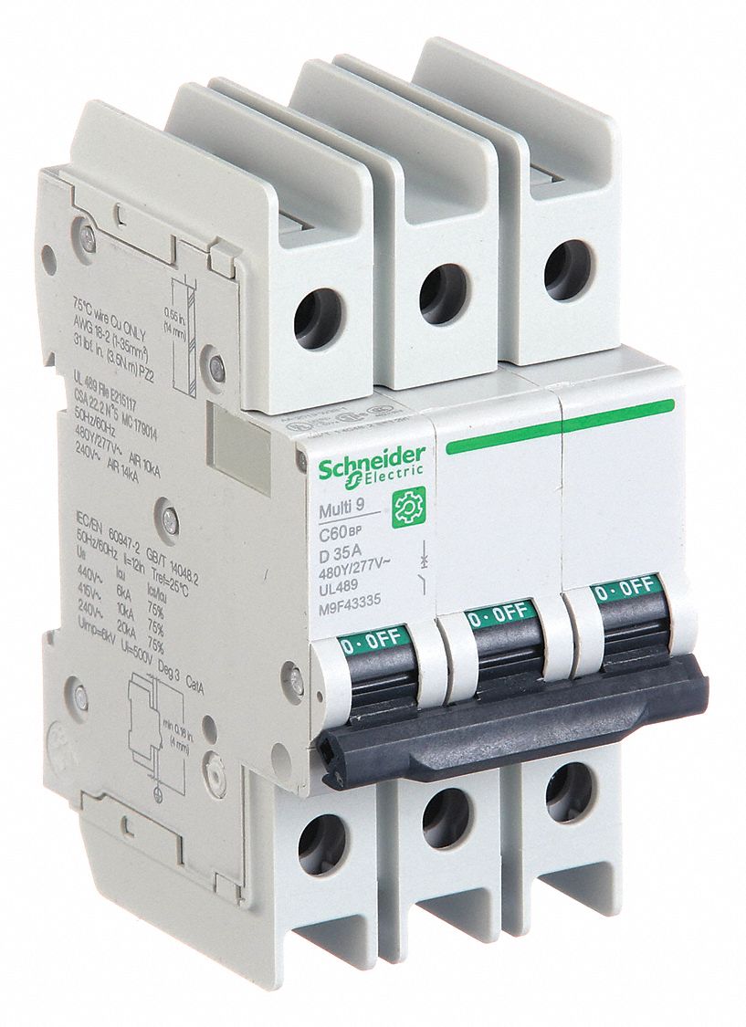 IEC Miniature Circuit Breaker: 35 A Amps, 14kA at 120/240V AC, Screw Clamp, D