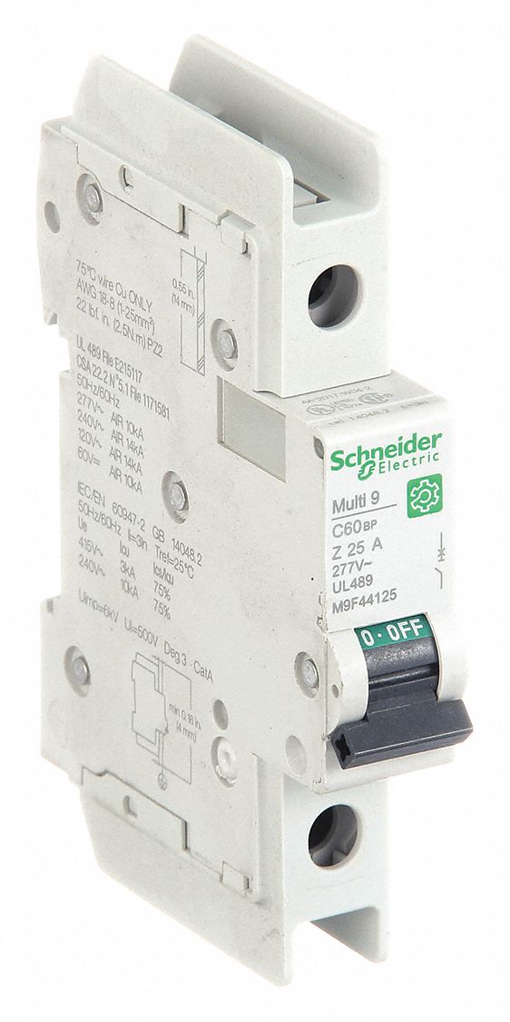 IEC Miniature Circuit Breaker: 25 A Amps, 60V DC, 14kA at 120/240V AC, C60BP