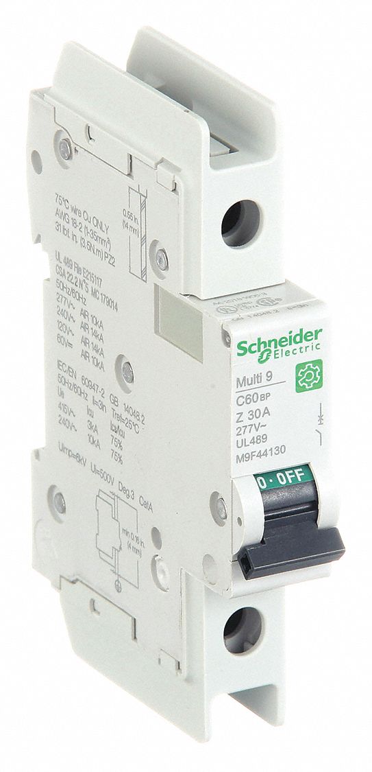 IEC Miniature Circuit Breaker: 30 A Amps, 60V DC, 14kA at 120/240V AC, C60BP