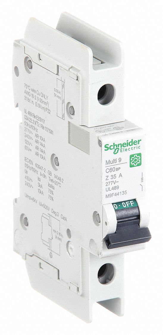 IEC Miniature Circuit Breaker: 35 A Amps, 60V DC, 14kA at 120/240V AC, C60BP