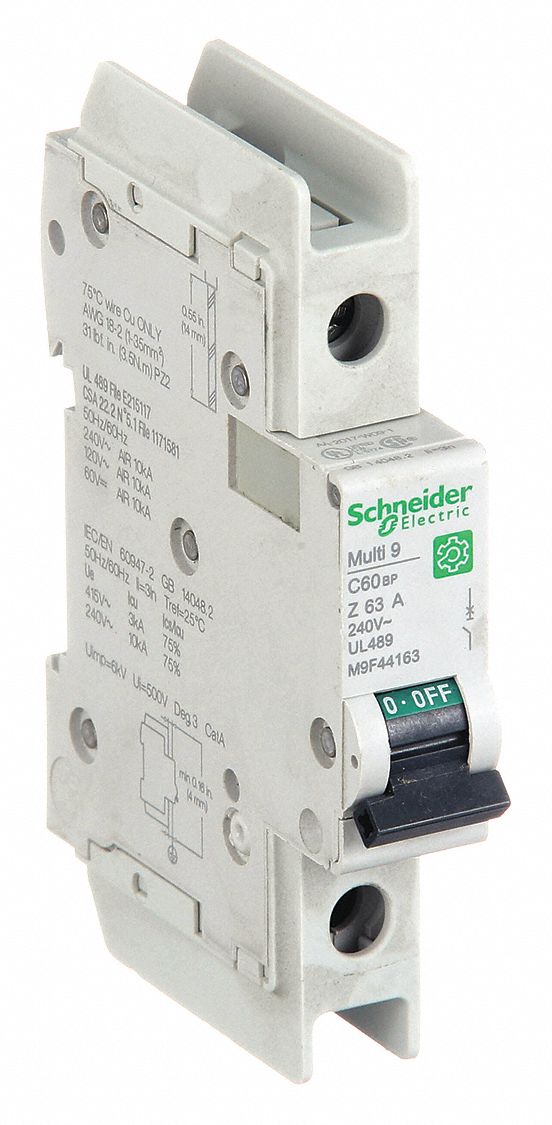 IEC Miniature Circuit Breaker: 63 A Amps, 60V DC, 14kA at 120/240V AC, C60BP