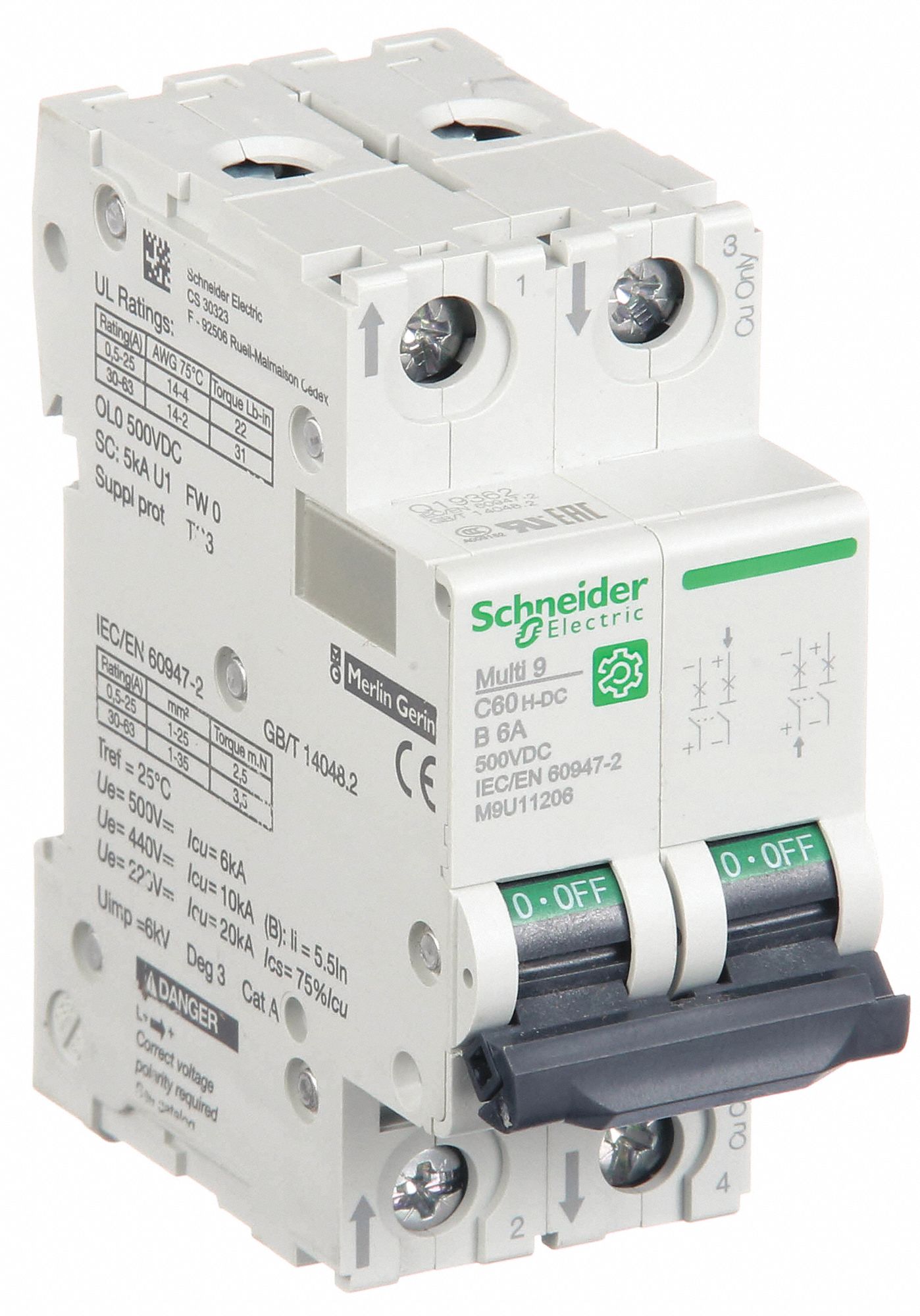 IEC Supplementary Protector: 6 A Amps, 500V DC, 5kA at 250V DC, Screw Clamp, B