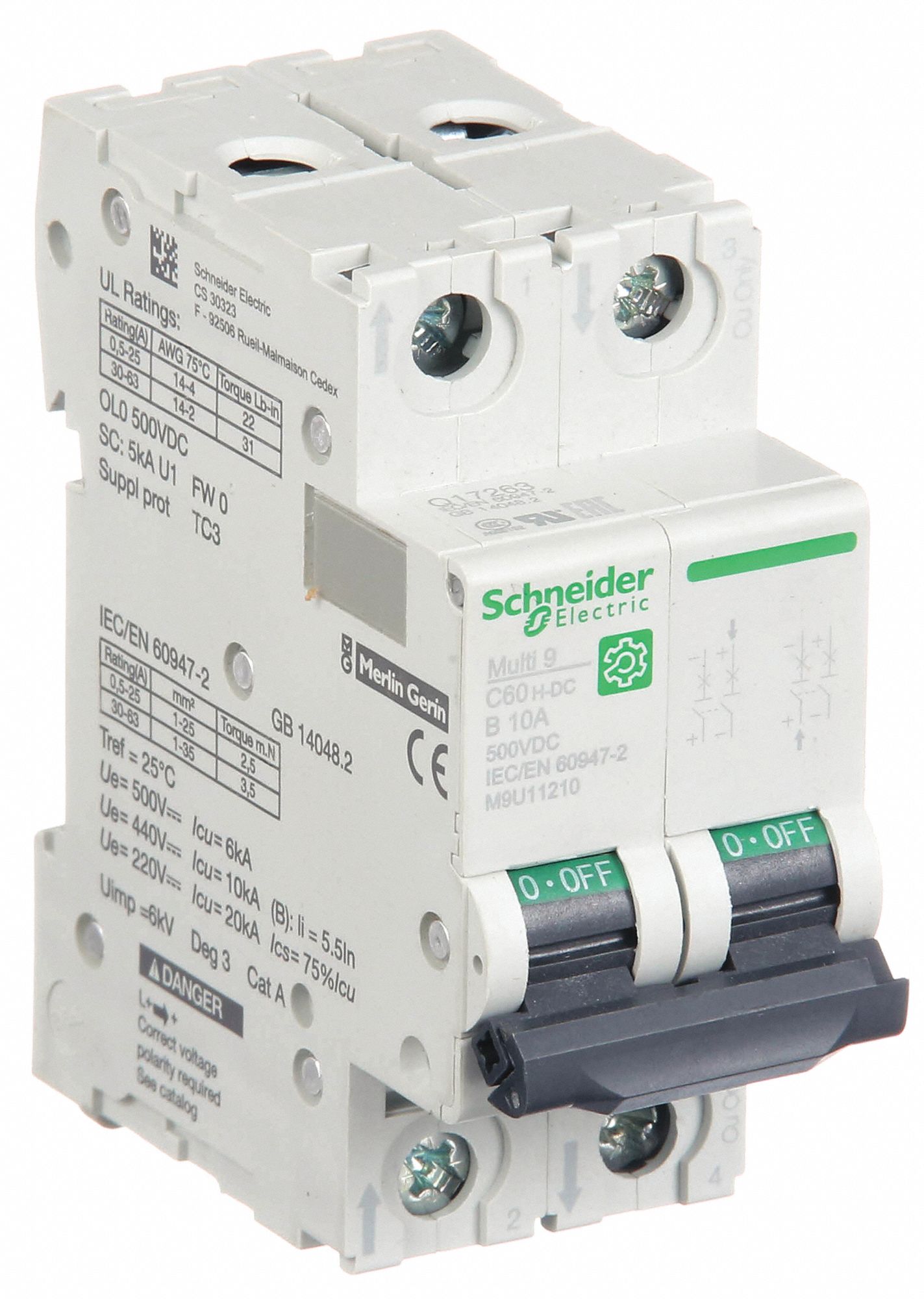 IEC Supplementary Protector: 10 A Amps, 500V DC, 5kA at 250V DC, Screw Clamp, B