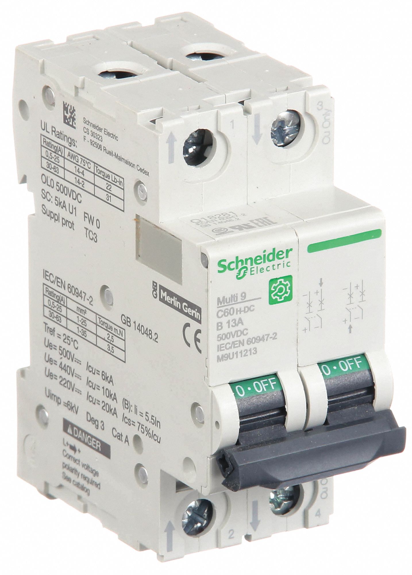 IEC Supplementary Protector: 13 A Amps, 500V DC, 5kA at 250V DC, Screw Clamp, B