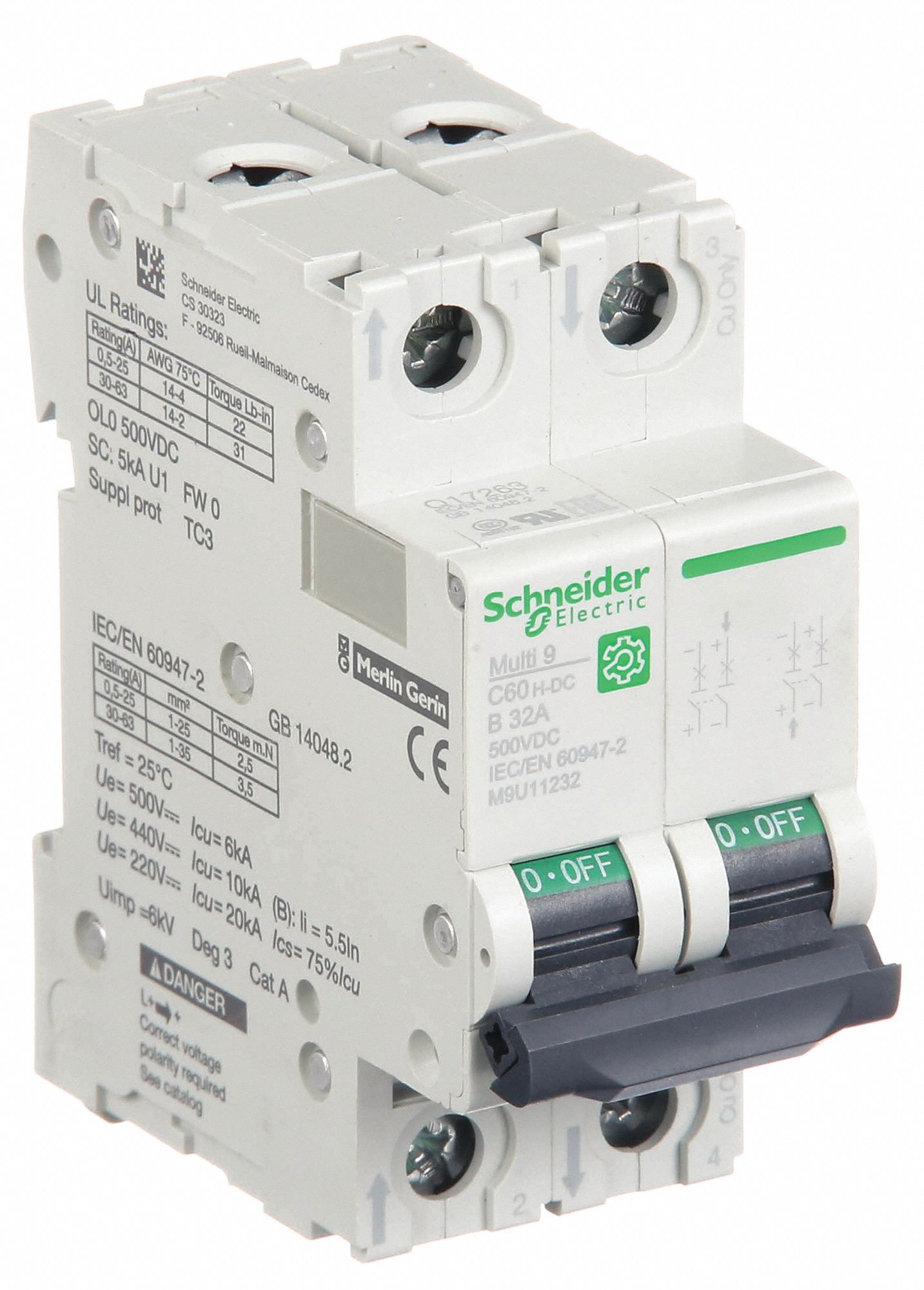 IEC Supplementary Protector: 32 A Amps, 500V DC, 5kA at 250V DC, Screw Clamp, B