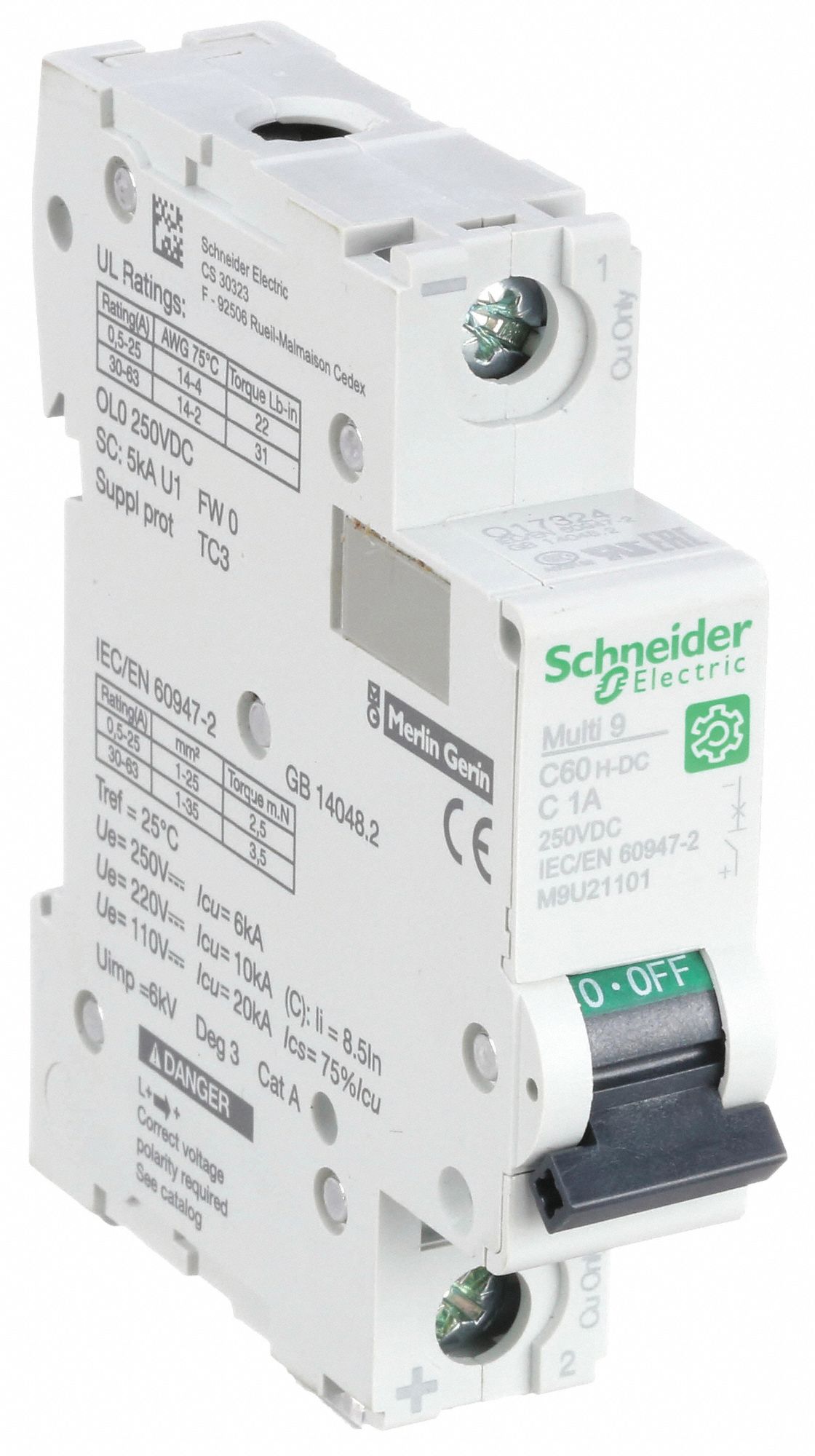 IEC Supplementary Protector: 1 A Amps, 250V DC, 5kA at 250V DC, Screw Clamp