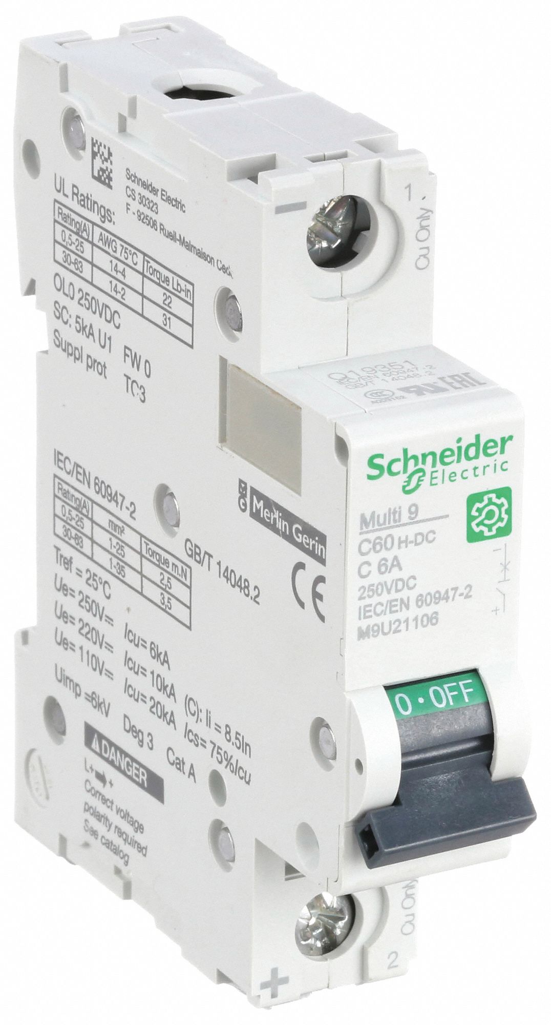 IEC Supplementary Protector: 6 A Amps, 250V DC, 5kA at 250V DC, Screw Clamp, C