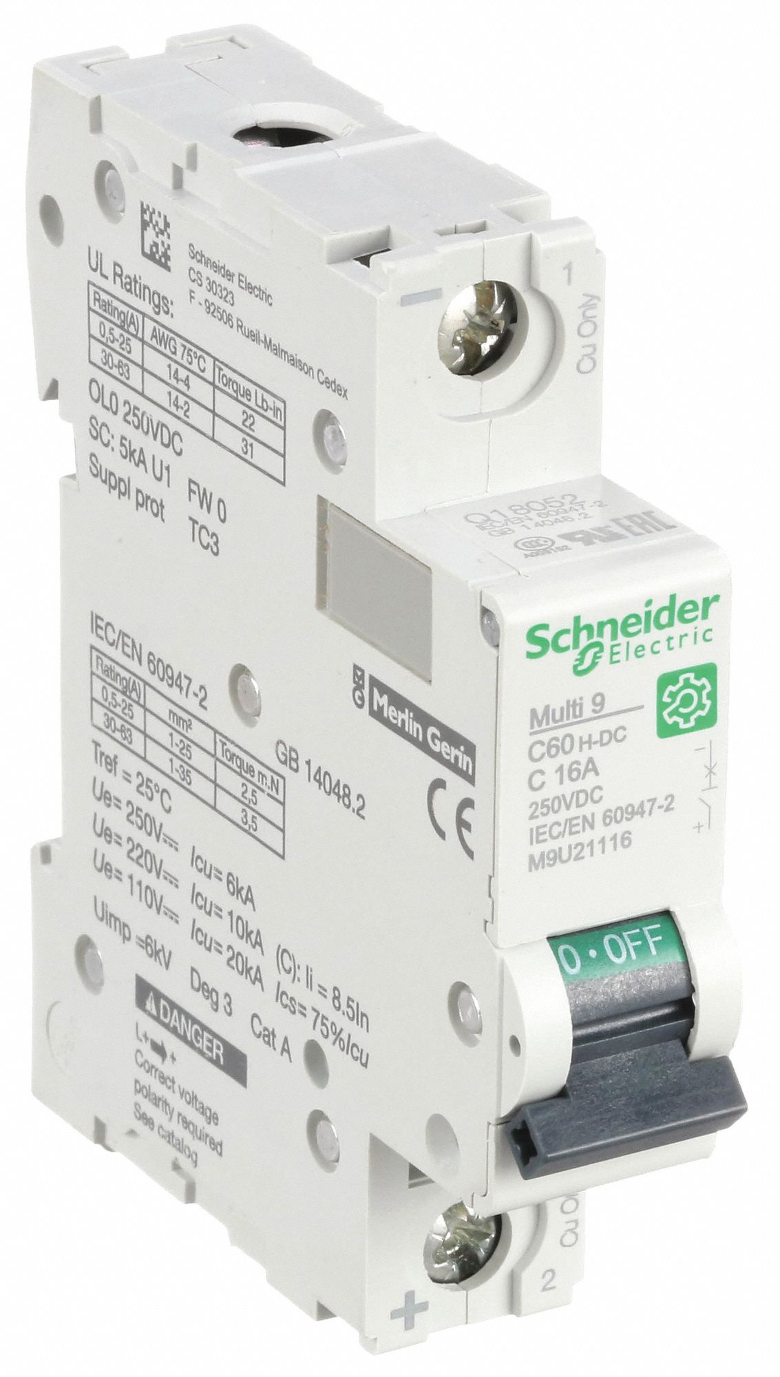 IEC Supplementary Protector: 16 A Amps, 250V DC, 5kA at 250V DC, Screw Clamp, C