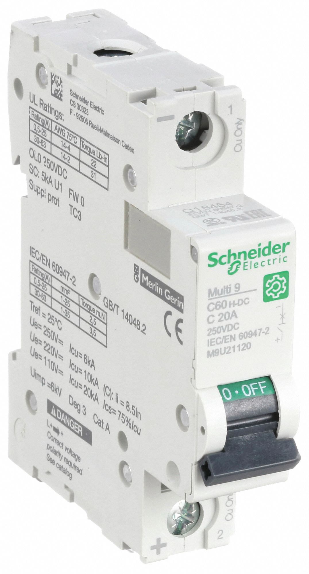 IEC Supplementary Protector: 20 A Amps, 250V DC, 5kA at 250V DC, Screw Clamp, C