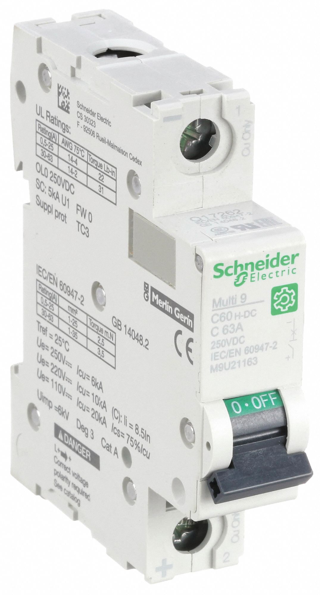 IEC Supplementary Protector: 63 A Amps, 250V DC, 5kA at 250V DC, Screw Clamp