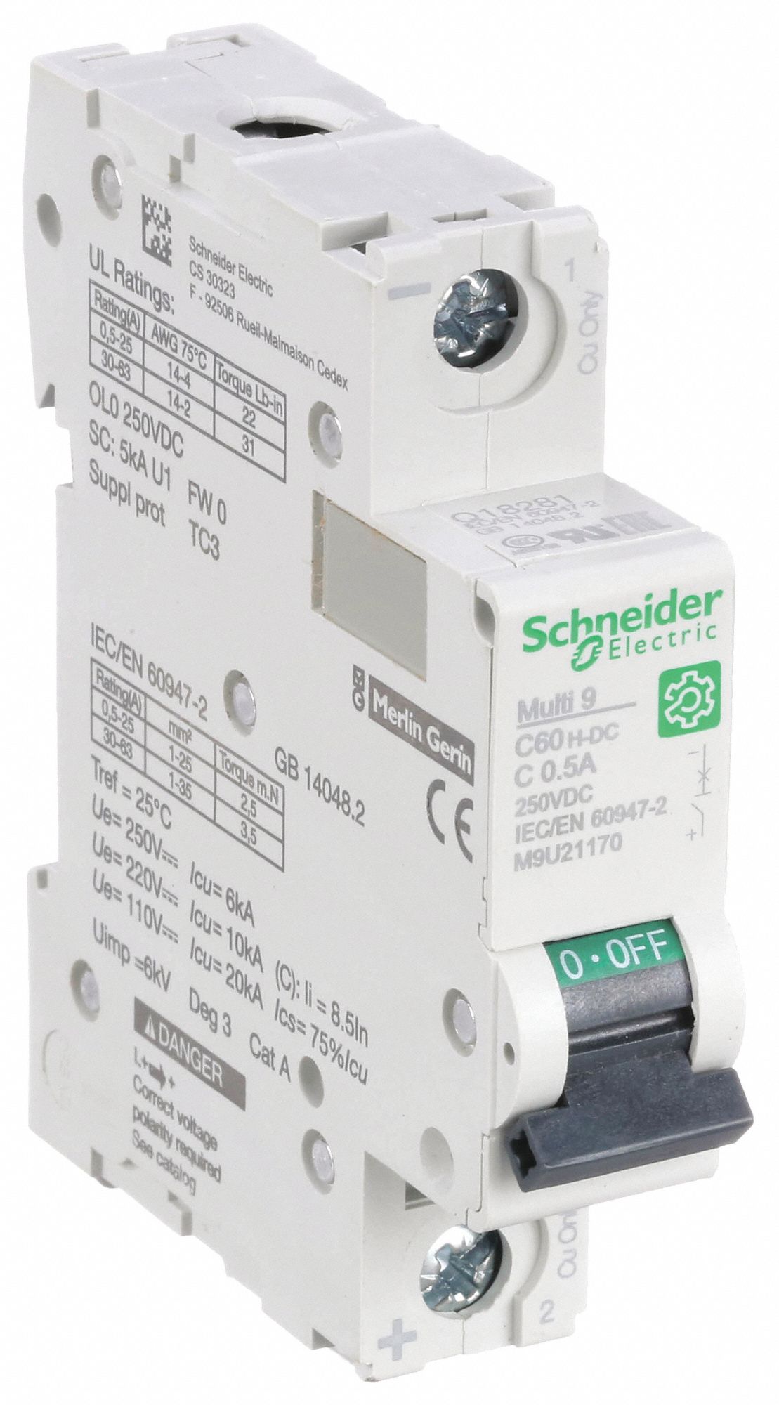 IEC Supplementary Protector: 0.5 A Amps, 250V DC, 5kA at 250V DC, Screw Clamp