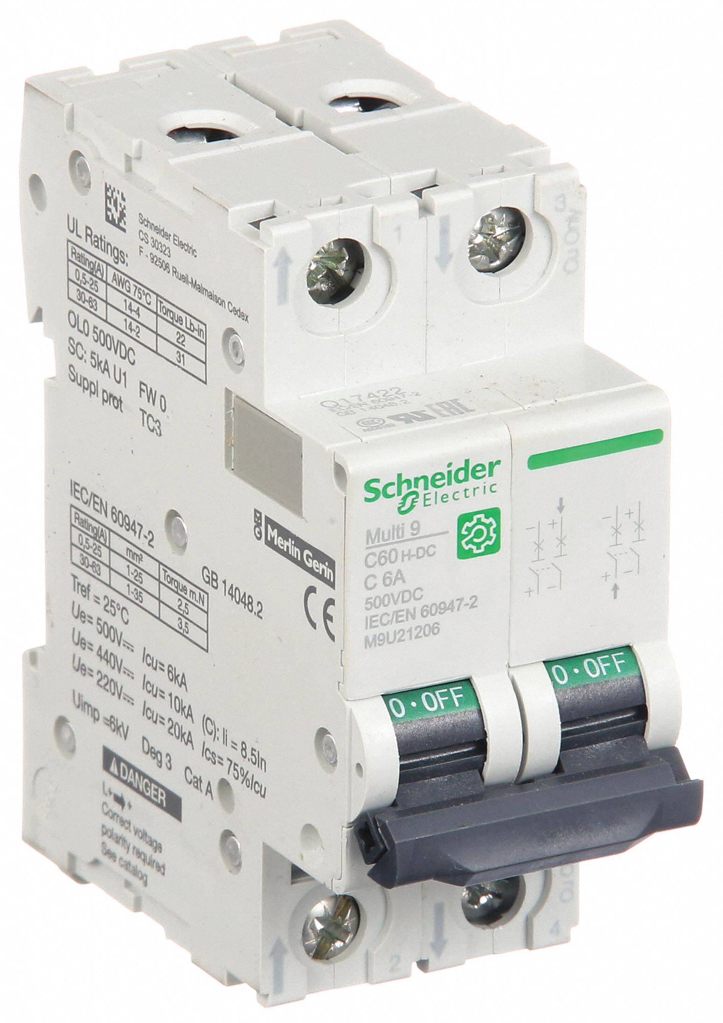 IEC Supplementary Protector: 6 A Amps, 500V DC, 5kA at 250V DC, Screw Clamp, C