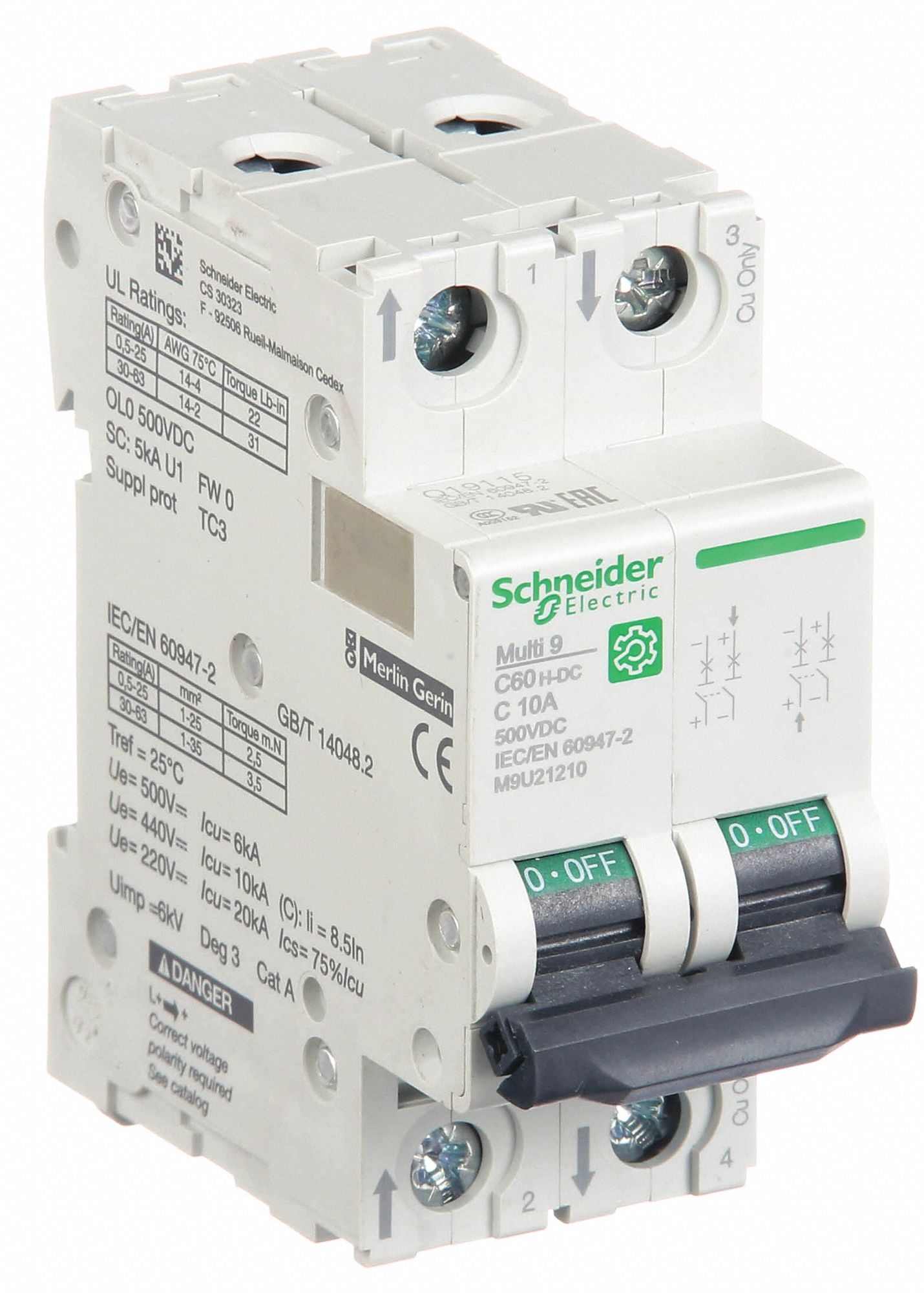 IEC Supplementary Protector: 10 A Amps, 500V DC, 5kA at 250V DC, Screw Clamp, C