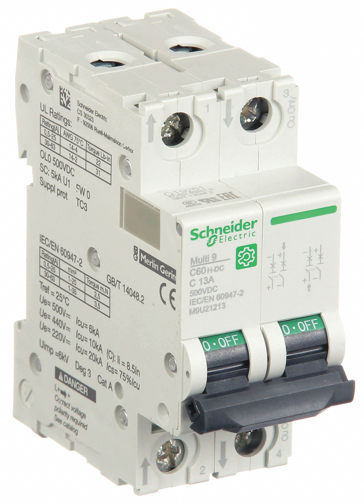 IEC Supplementary Protector: 13 A Amps, 500V DC, 5kA at 250V DC, Screw Clamp, C