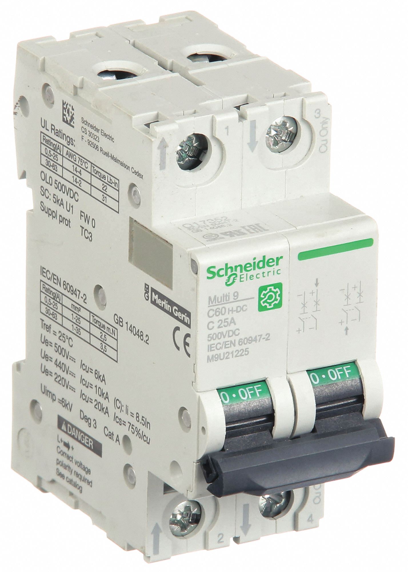 IEC Supplementary Protector: 25 A Amps, 500V DC, 5kA at 250V DC, Screw Clamp, C