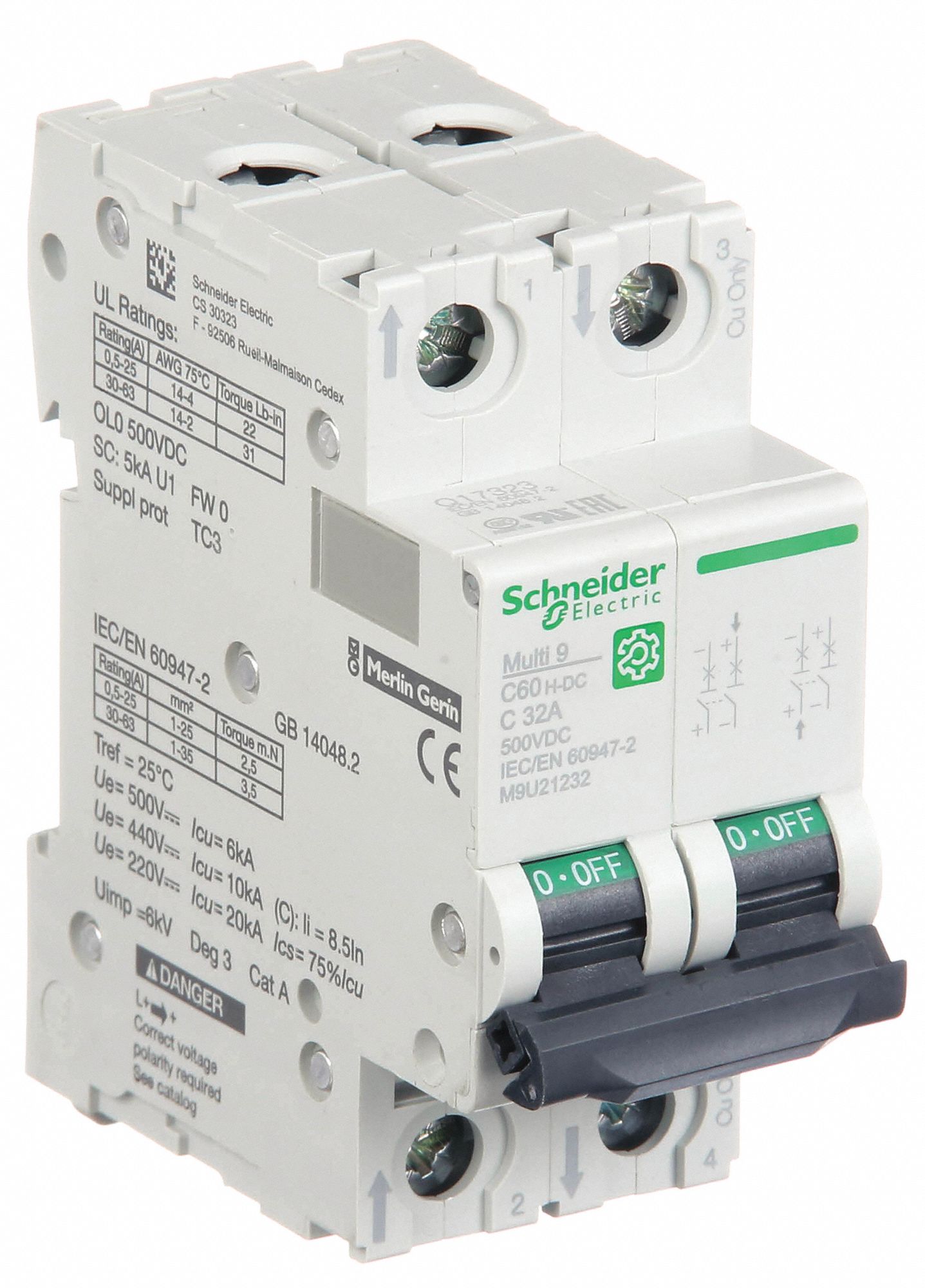 IEC Supplementary Protector: 32 A Amps, 500V DC, 5kA at 250V DC, Screw Clamp, C