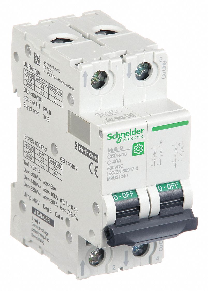 IEC Supplementary Protector: 40 A Amps, 500V DC, 5kA at 250V DC, Screw Clamp, C