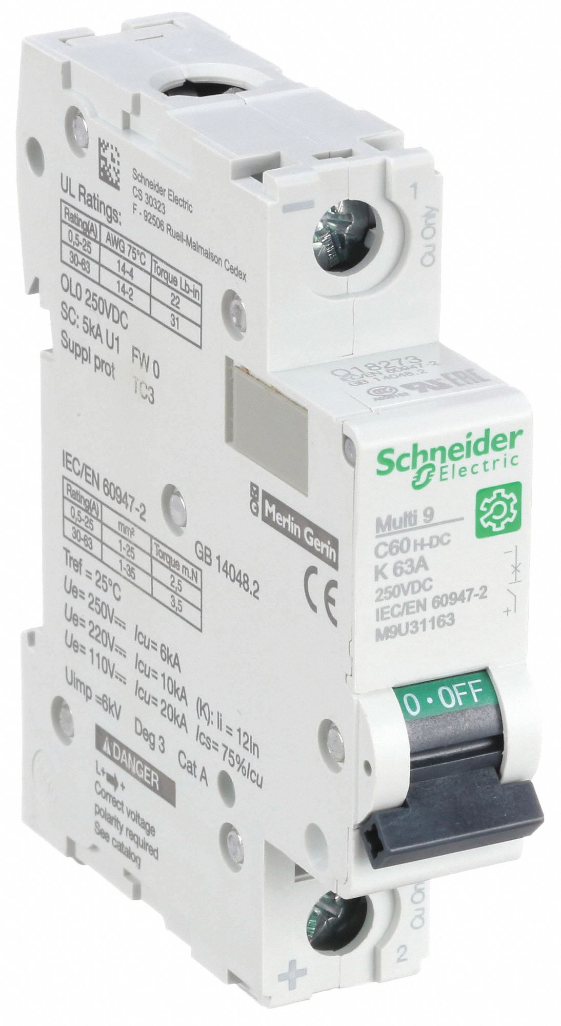 IEC Supplementary Protector: 63 A Amps, 250V DC, 5kA at 250V DC, Screw Clamp, D