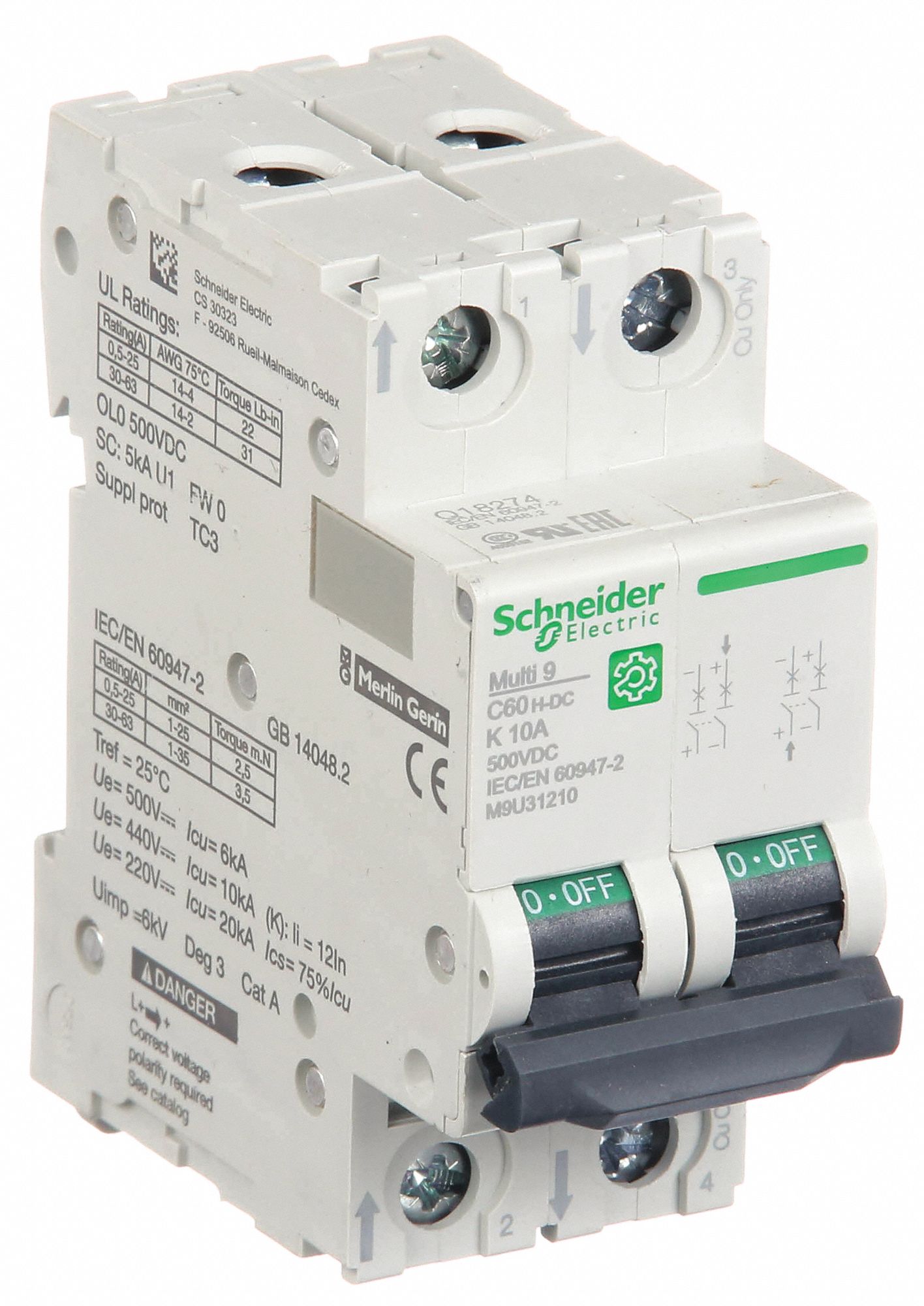 IEC Supplementary Protector: 10 A Amps, 500V DC, 5kA at 250V DC, Screw Clamp, D