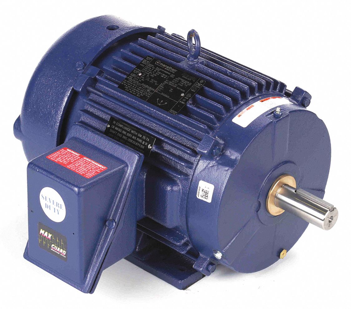 Severe Duty Motor: 7 1/2 hp Horsepower, 1, 768 RPM RPM, 460V AC, 213T Frame Size, H