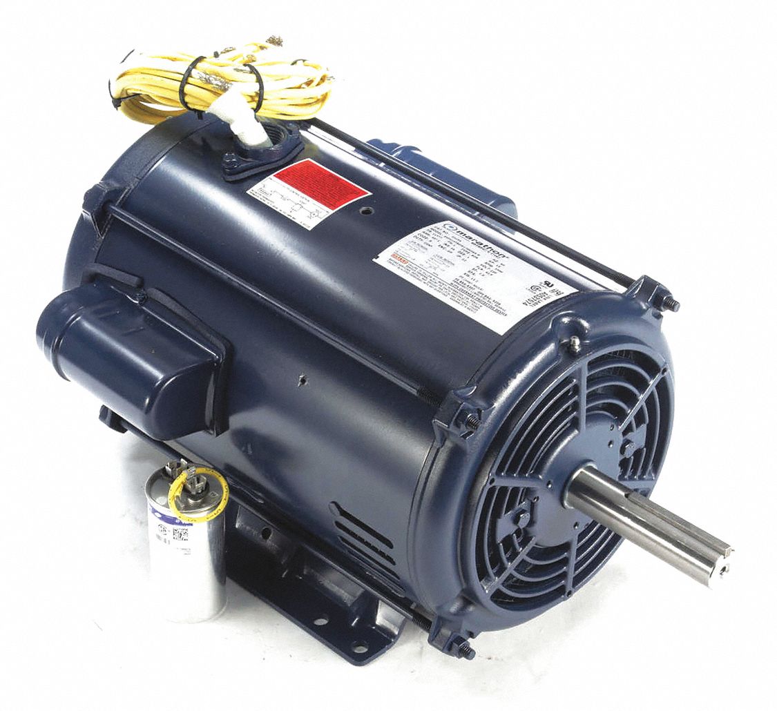 Crop Dryer Motor: Single Phase, Rigid Base, Capacitor-Start/Run, 10 hp, 3, 455 RPM, F