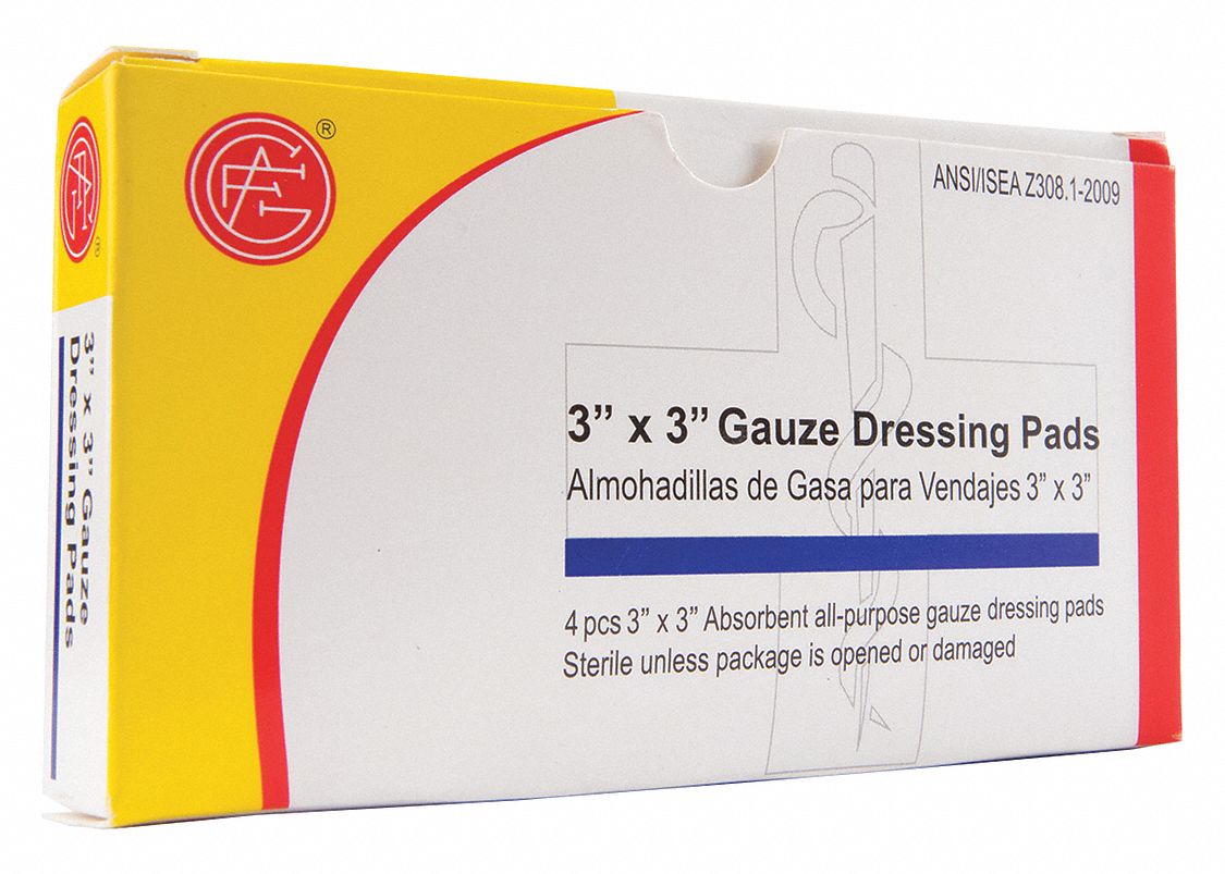 GRAINGER APPROVED Gauze Wrap, Box, Sterile, Gauze, ANSI 2015, PK 4