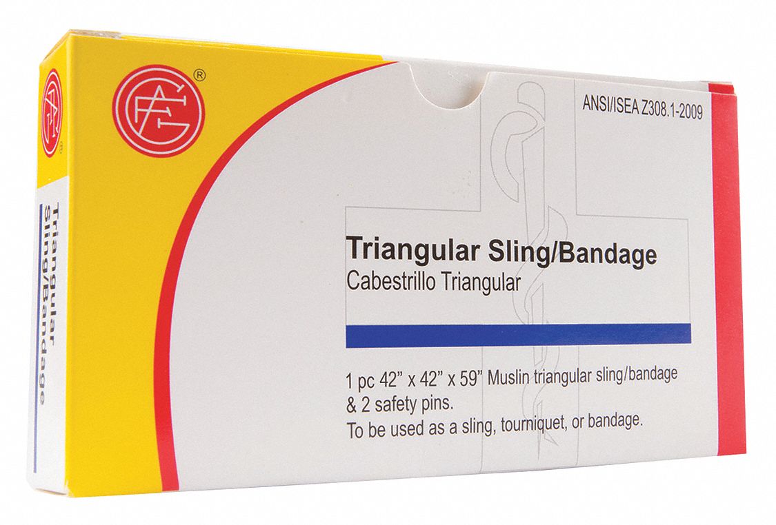 Triangular Bandage: 40 in Short Side Lg, 56 in Long Side Lg, 2 Pins Included
