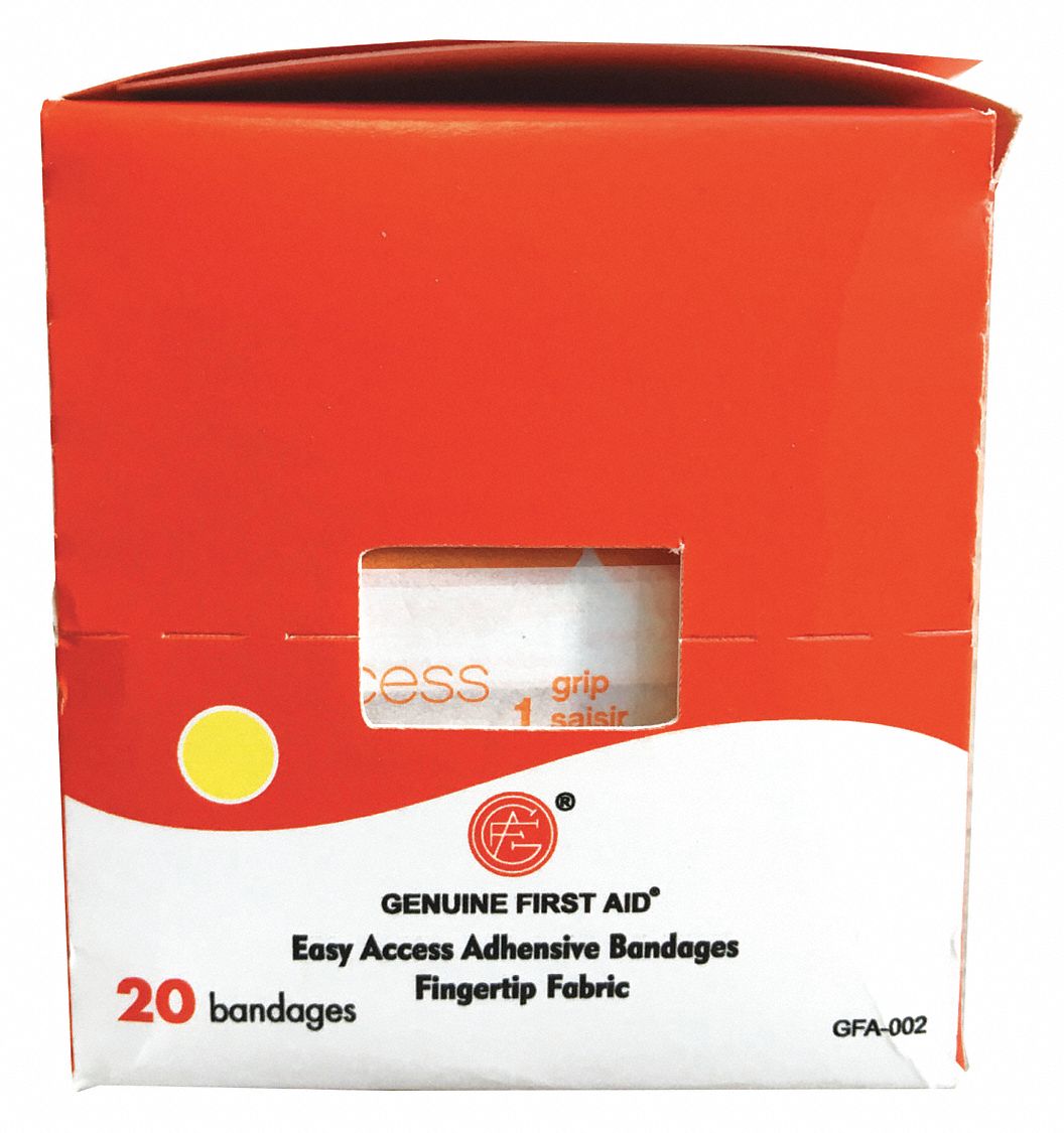 Adhesive Bandage: Fingertip Bandages, 1 7/8 in Wd, 2 1/2 in Lg, Not Metal Detectable
