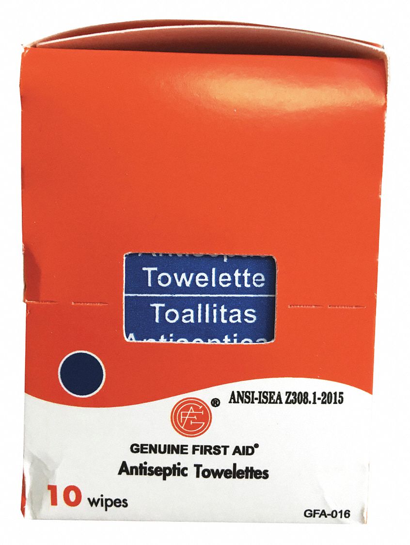 GRAINGER APPROVED Antiseptic Wipes, Wipes, Box, Wrapped Packets, 0.35