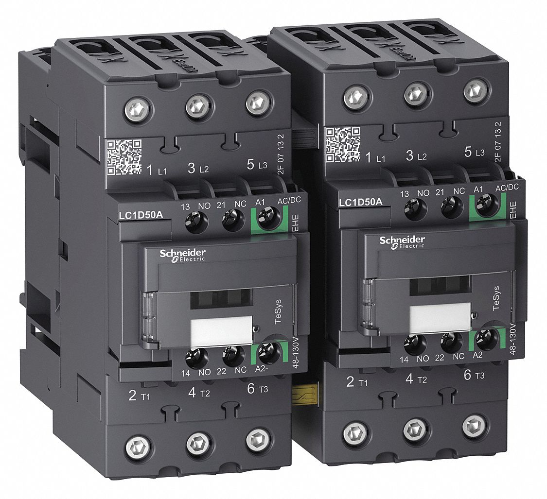 IEC Magnetic Contactor: Reversing, 3 Poles, 3NO Contacts, 50 A, 120V AC/48V AC Coil