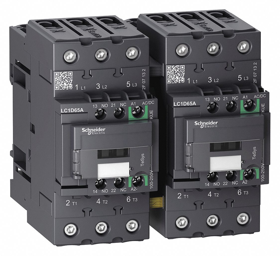 IEC Magnetic Contactor: Reversing, 3 Poles, 3NO Contacts, 65 A, 120V AC/240V AC Coil