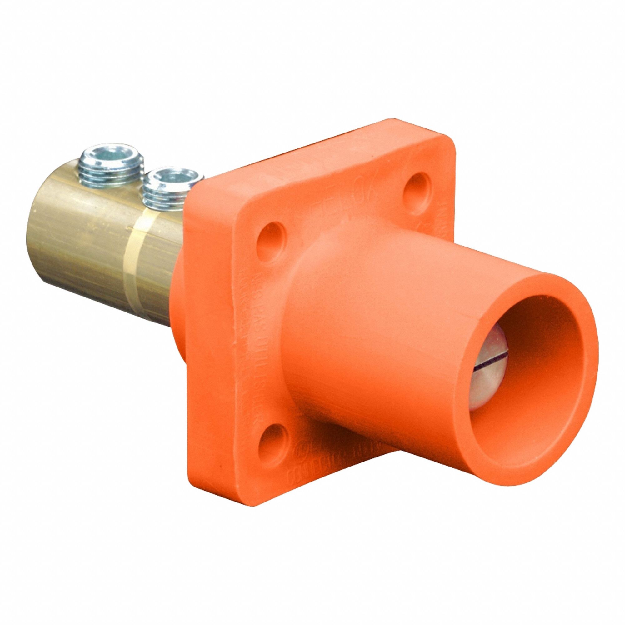 Single Pole Receptacle: For Female Connectors, 400 A, Straight, Orange, Square, Threaded Mounting