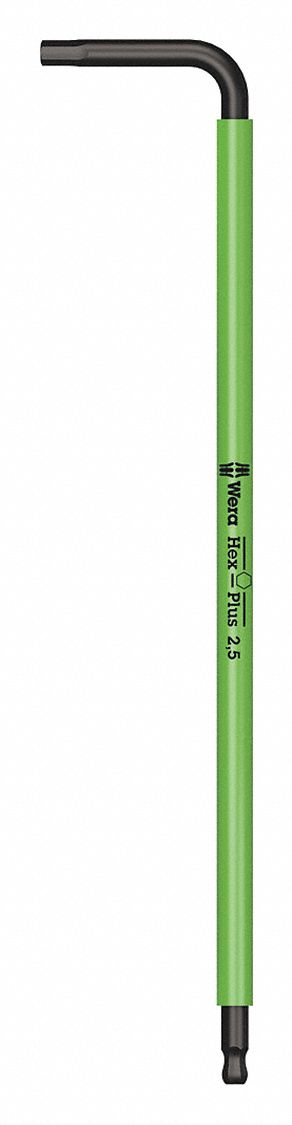 HEX KEY, 1 BALL END, 2.5 MM TIP SIZE, METRIC, LONG, ALLOY STEEL, BLACK OXIDE