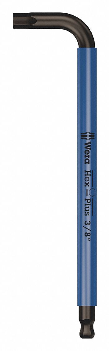 HEX KEY, 1 BALL END, 3/8 IN TIP SIZE, SAE, LONG, ALLOY STEEL, SATIN, 8 IN LONG ARM L