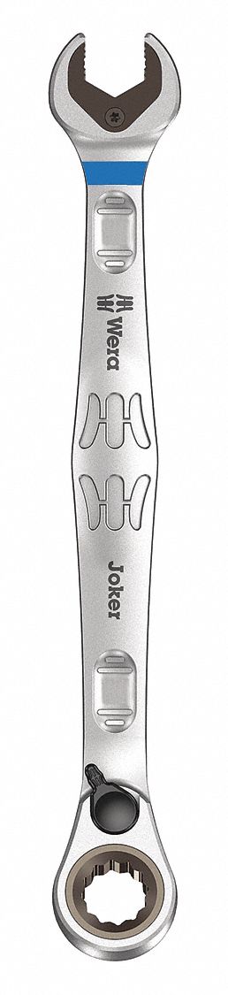 Combination Wrench: Alloy Steel, Nickel Chrome, 19 mm Head Size, 9 5/8 in Overall Lg, Offset