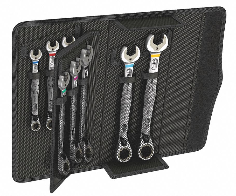 WERA, Alloy Steel, Nickel Chrome, Ratcheting Combination Wrench Set 483G0805020093001 Grainger