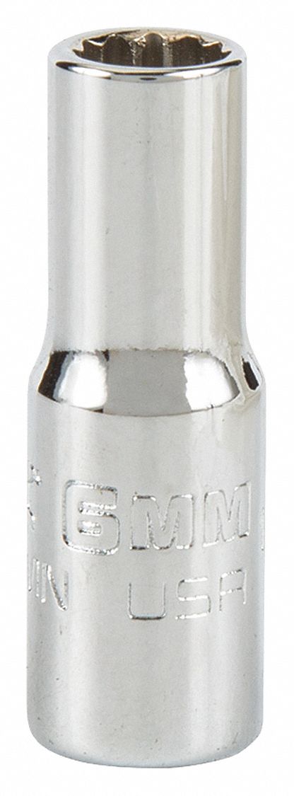 Socket,  Steel,  Chrome,  6 mm